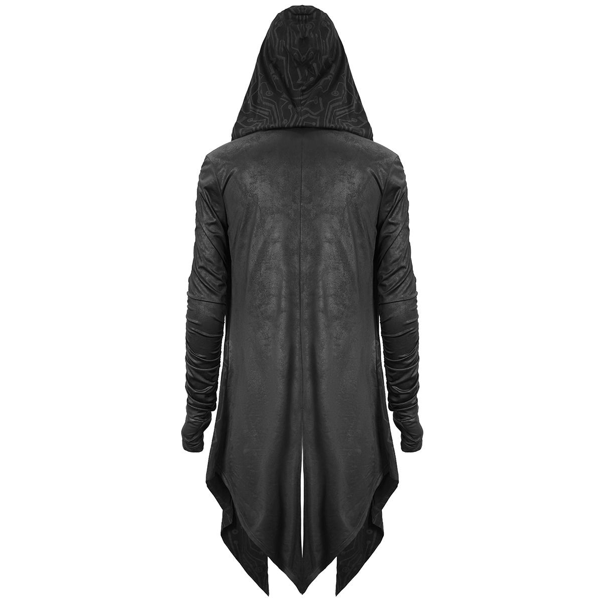 Gothic Kapuzen Cardigan Herren | Schaltkreis Muster | Lang | Offen | Schwarz-Chaps Herrenmode
