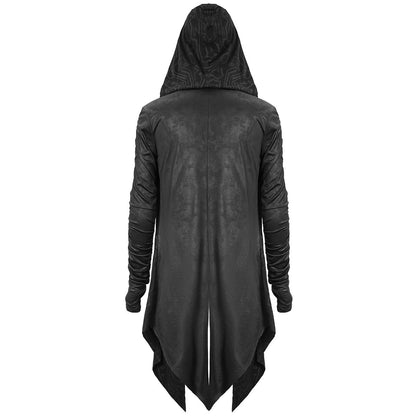 Gothic Kapuzen Cardigan Herren | Schaltkreis Muster | Lang | Offen | Schwarz-Chaps Herrenmode
