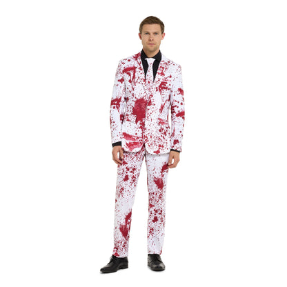 Blutiger Anzug Herren | Weiß | Blutspritzer | Sakko, Hose, Krawatte