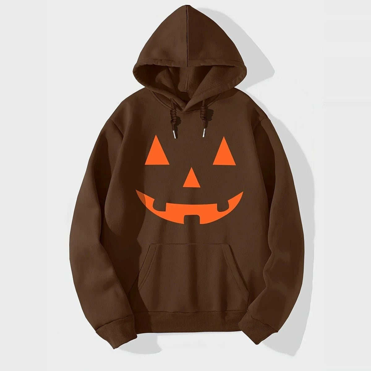 Kürbisgesicht Hoodie | Halloween | Oranger Print | 4 Farben-Braun-S-Chaps Herrenmode