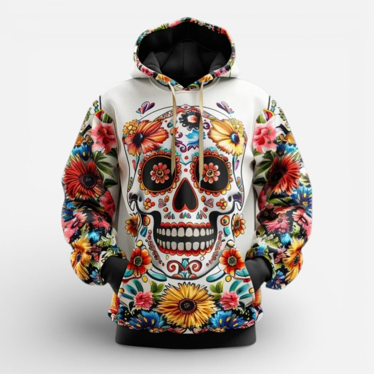 Tag der Toten Hoodie | Totenkopf Blumen Print | 4 Designs