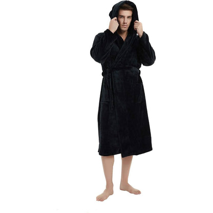 Fleece Bademantel Herren mit Kapuze | Zweifarbig | 10 Farben