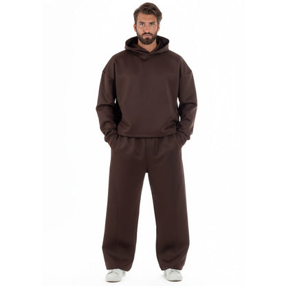 Cropped Hoodie Set Herren | Weite Hose | Braun-Braun-S-Chaps Herrenmode