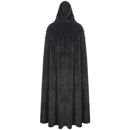 Gothic Umhang Herren | Kapuze | Chenille | Schnallenriemen | Schnürung-Chaps Herrenmode