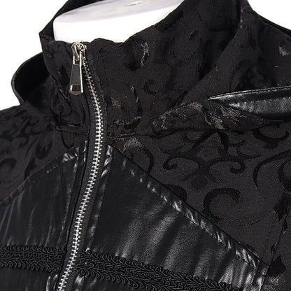 Gothic Kapuzenmantel Herren | Jacquard | Schulterumhang | Reißverschluss | Schwarz-Chaps Herrenmode