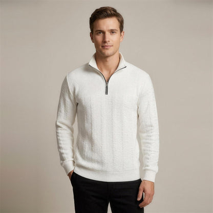 Zopfstrick Pullover Herren | Troyer | Stehkragen | Relaxed Fit