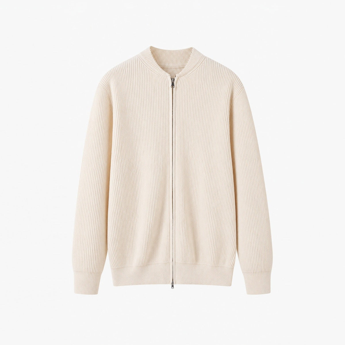 Rippstrick Strickjacke Herren | Zwei-Wege-Reißverschluss | Stehkragen
