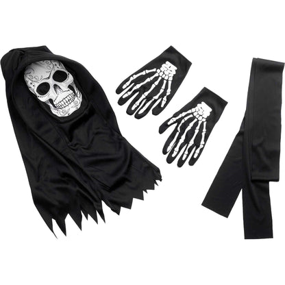 Sensenmann Kostüm Herren | Robe | Totenkopfmaske | Skelett Handschuhe