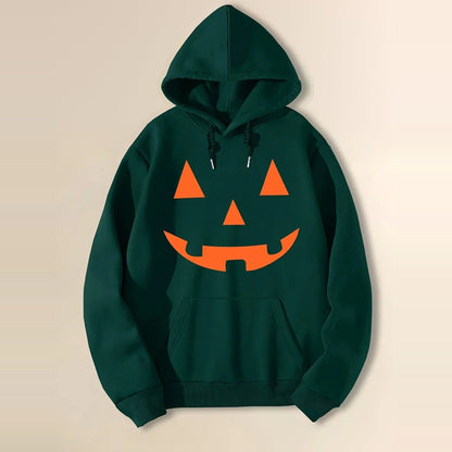 Kürbisgesicht Hoodie | Halloween | Oranger Print | 4 Farben-Grün-S-Chaps Herrenmode