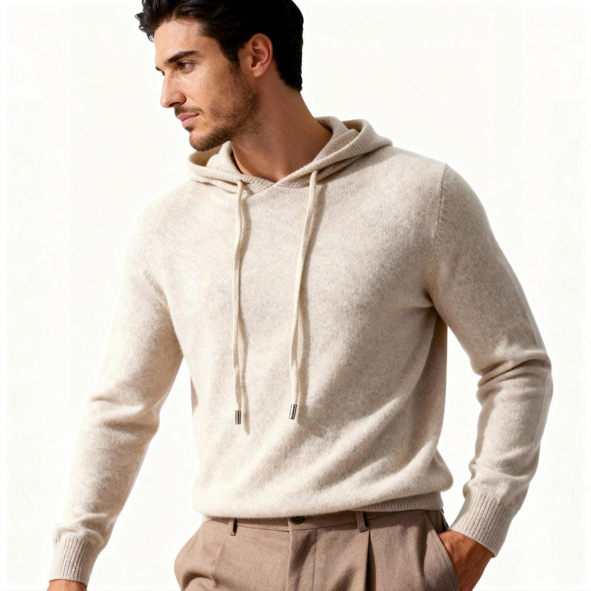 Feinstrick Hoodie Herren | Kordelzug | Langarm | Smart Casual