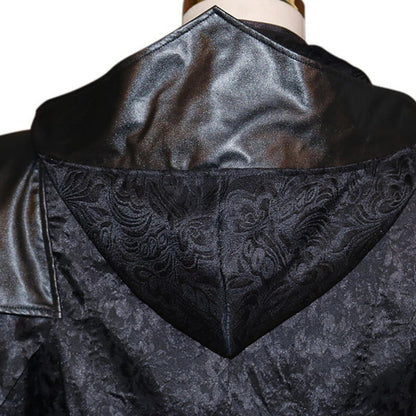 Gothic Kapuzenmantel Herren | Jacquard | Schulterumhang | Reißverschluss | Schwarz-Chaps Herrenmode