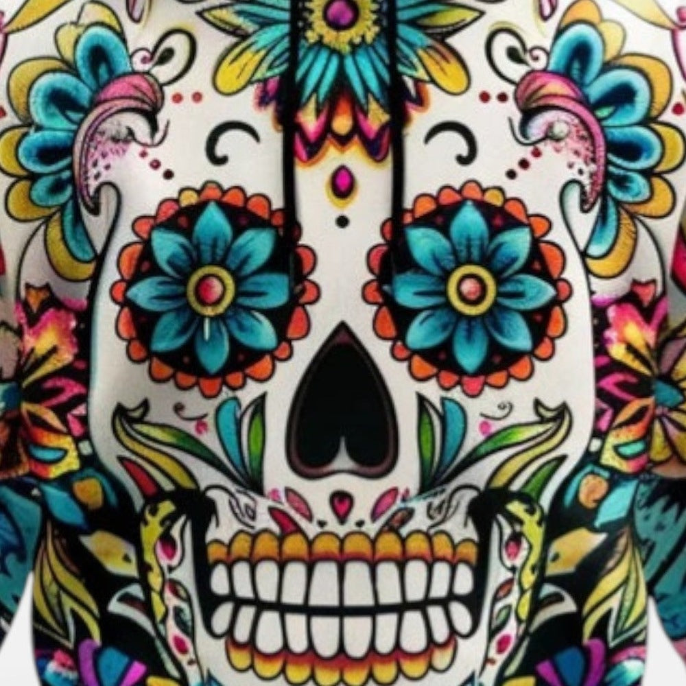 Tag der Toten Hoodie | Totenkopf Blumen Print | 4 Designs