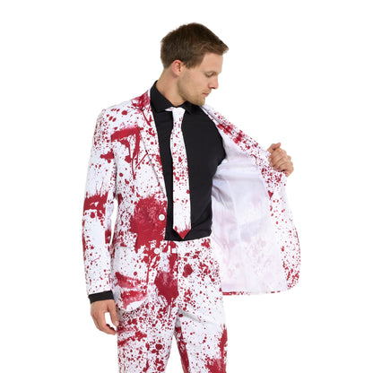 Blutiger Anzug Herren | Weiß | Blutspritzer | Sakko, Hose, Krawatte
