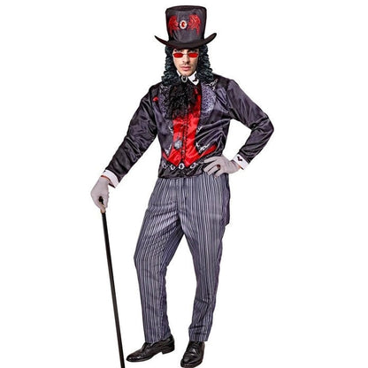 Gothic Vampir Kostüm | Frackjacke | Nadelstreifenhose | Zylinder | Jabot-Chaps Herrenmode