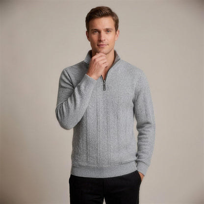 Zopfstrick Pullover Herren | Troyer | Stehkragen | Relaxed Fit