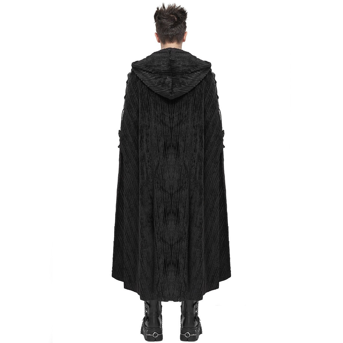 Gothic Umhang Herren | Kapuze | Chenille | Schnallenriemen | Schnürung-Chaps Herrenmode