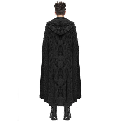 Gothic Umhang Herren | Kapuze | Chenille | Schnallenriemen | Schnürung-Chaps Herrenmode