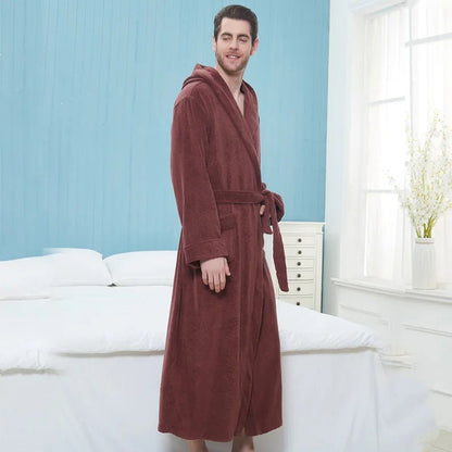 Bademantel Herren mit Kapuze | Frottee | 5 Farben