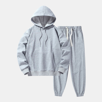 Relaxed Jogginganzug Herren | Hoodie und Jogginghose | 7 Farben-Hellgrau-M-Chaps Herrenmode