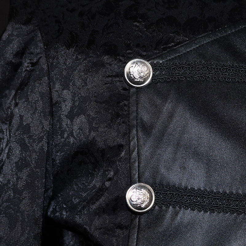 Gothic Kapuzenmantel Herren | Jacquard | Schulterumhang | Reißverschluss | Schwarz-Chaps Herrenmode