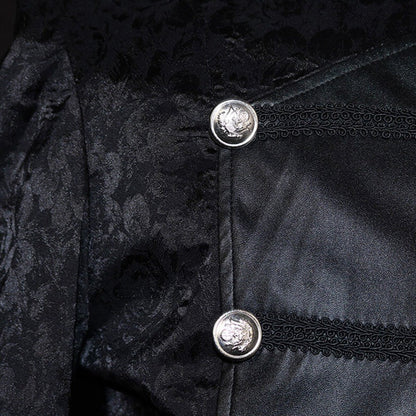 Gothic Kapuzenmantel Herren | Jacquard | Schulterumhang | Reißverschluss | Schwarz-Chaps Herrenmode