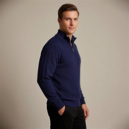 Zopfstrick Pullover Herren | Troyer | Stehkragen | Relaxed Fit