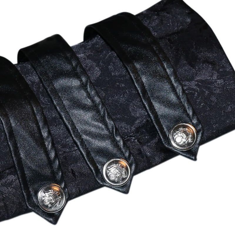 Gothic Kapuzenmantel Herren | Jacquard | Schulterumhang | Reißverschluss | Schwarz-Chaps Herrenmode
