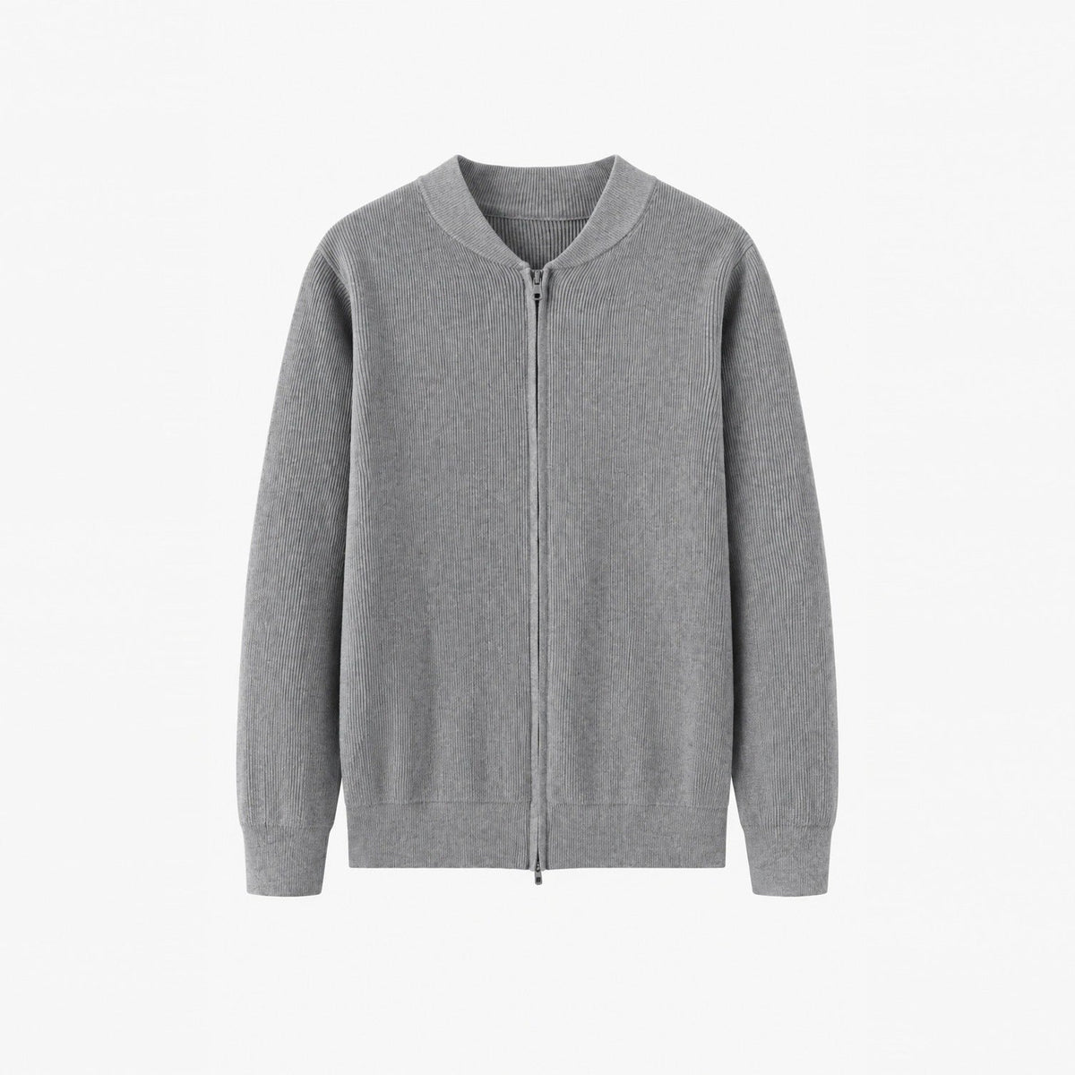 Rippstrick Strickjacke Herren | Zwei-Wege-Reißverschluss | Stehkragen