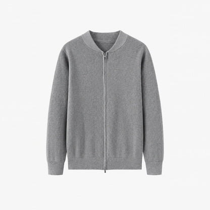 Rippstrick Strickjacke Herren | Zwei-Wege-Reißverschluss | Stehkragen