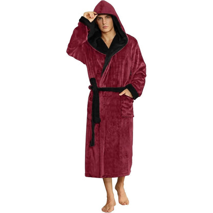 Fleece Bademantel Herren mit Kapuze | Zweifarbig | 10 Farben