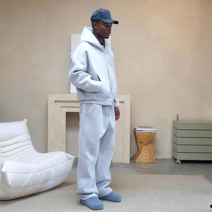 Oversized Trainingsanzug Herren | Zip Hoodie | Weite Jogginghose