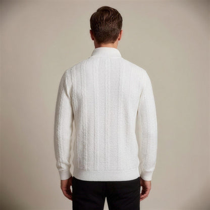 Zopfstrick Pullover Herren | Troyer | Stehkragen | Relaxed Fit