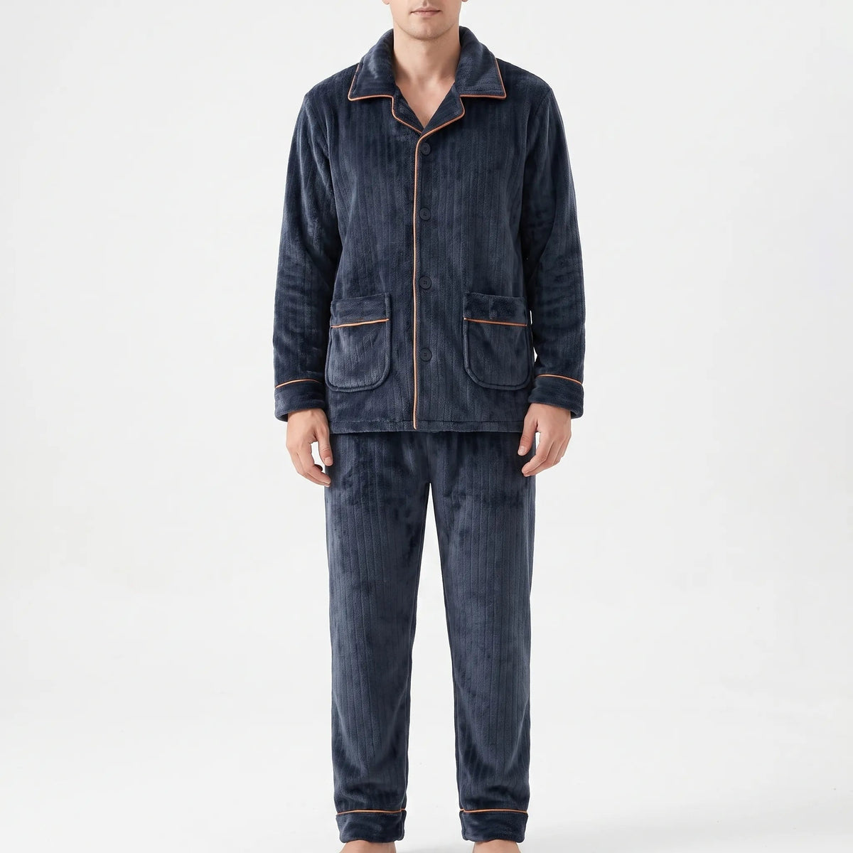 Fleece Pyjama Herren mit Kragen | Knopfleiste | 7 Varianten