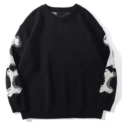 Skelett Pullover Herren | Strick | Brustkorb Rücken | Knochen Ärmel | 3 Farben-Chaps Herrenmode
