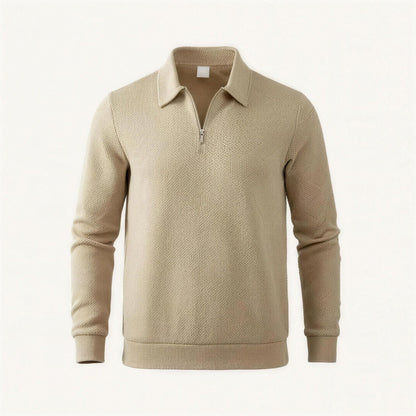 Polopullover mit Reißverschluss Herren | Strukturstrick | Langarm