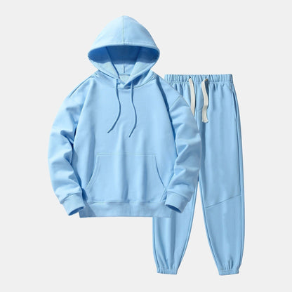 Relaxed Jogginganzug Herren | Hoodie und Jogginghose | 7 Farben-Hellblau-M-Chaps Herrenmode