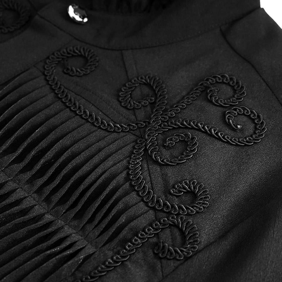 Gothic Rüschenhemd Herren | Plisseefront | Kordelornamente | Spitzenkragen | Schwarz-Chaps Herrenmode