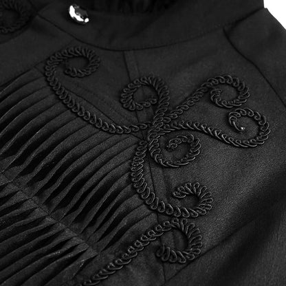 Gothic Rüschenhemd Herren | Plisseefront | Kordelornamente | Spitzenkragen | Schwarz-Chaps Herrenmode