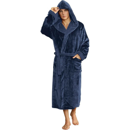 Fleece Bademantel Herren mit Kapuze | Zweifarbig | 10 Farben