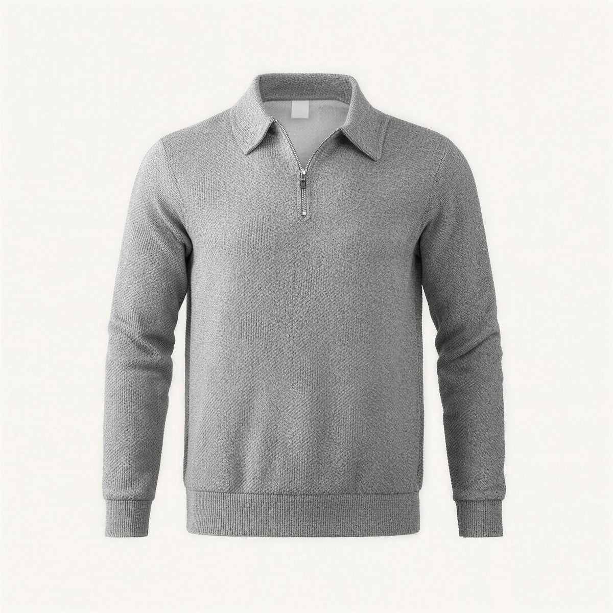 Polopullover mit Reißverschluss Herren | Strukturstrick | Langarm
