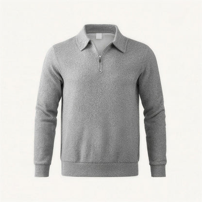 Polopullover mit Reißverschluss Herren | Strukturstrick | Langarm