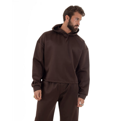 Cropped Hoodie Set Herren | Weite Hose | Braun-Chaps Herrenmode