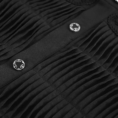 Gothic Rüschenhemd Herren | Plisseefront | Kordelornamente | Spitzenkragen | Schwarz-Chaps Herrenmode