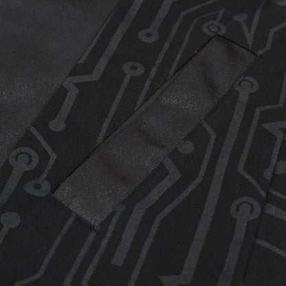 Gothic Kapuzen Cardigan Herren | Schaltkreis Muster | Lang | Offen | Schwarz-Chaps Herrenmode