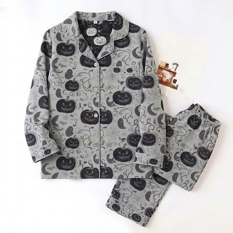 Halloween Schlafanzug Herren | Kürbis, Geister, Fledermäuse | Schwarz oder Grau-Chaps Herrenmode
