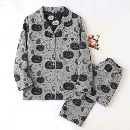 Halloween Schlafanzug Herren | Kürbis, Geister, Fledermäuse | Schwarz oder Grau-Chaps Herrenmode