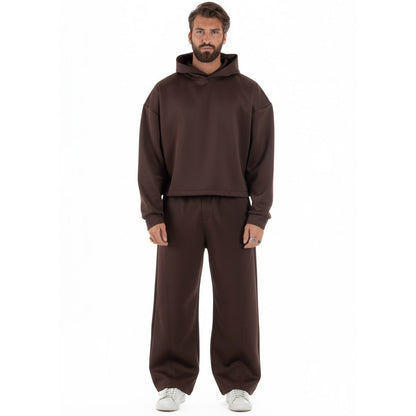Cropped Hoodie Set Herren | Weite Hose | Braun-Chaps Herrenmode