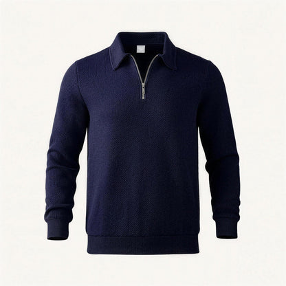 Polopullover mit Reißverschluss Herren | Strukturstrick | Langarm