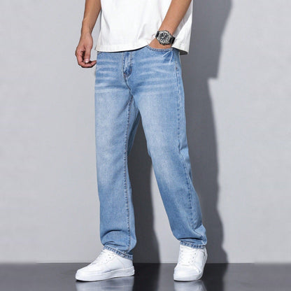 Baggy Jeans Herren | Weite Passform | Used Look-Hellblau-28-Chaps Herrenmode