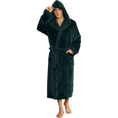 Fleece Bademantel Herren mit Kapuze | Zweifarbig | 10 Farben